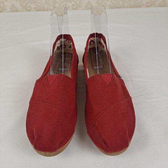 Toms Alpargata Red Heritage Canvas Shoe Size W6 Slip On Lightweight Casual - Picture 9 of 15
